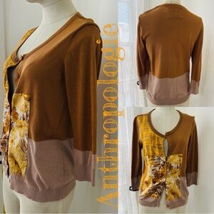 Anthropologie Guinevere Charmeuse Splice Patchwork Cardigan